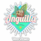 Anguilla Caraïben Retro Vakantie  Eiland Sticker (Voorkant)
