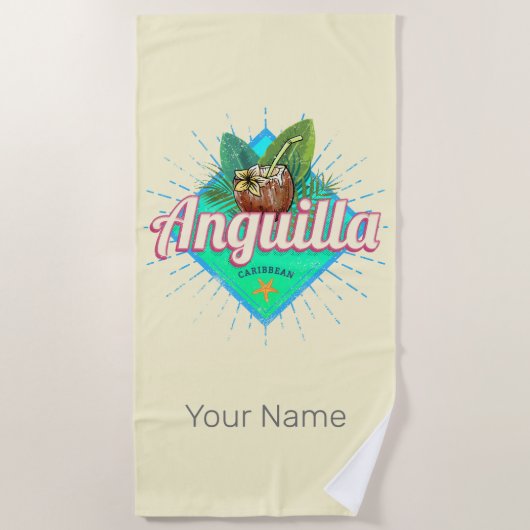 Anguilla Caraïben Retro Vakantie  Eiland Strandlaken (Voorkant)