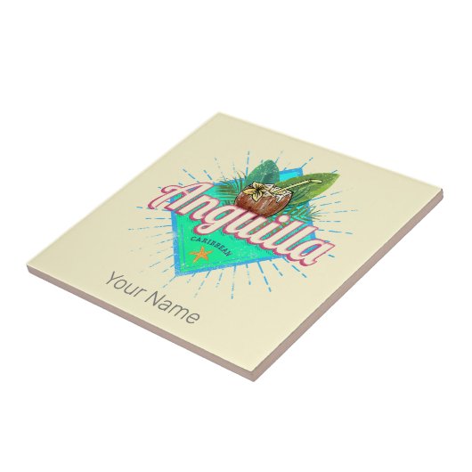 Anguilla Caraïben Retro Vakantie Eiland Tegeltje (Zijkant)