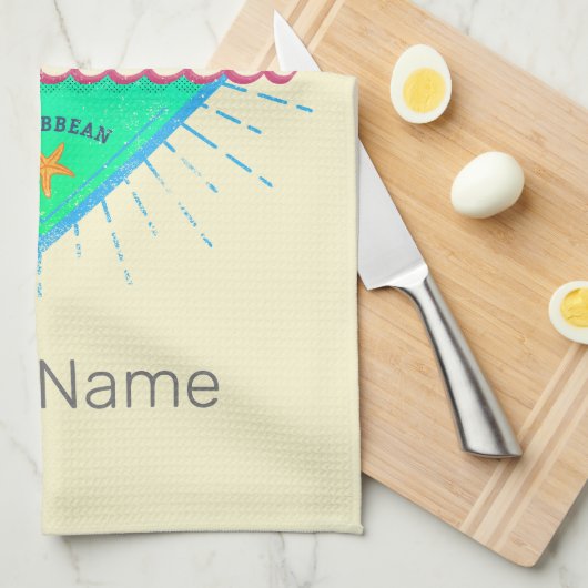 Anguilla Caraïben Retro Vakantie  Eiland Theedoek (Quarter Fold)