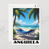 Anguilla Caribbean Beach Hangmat Briefkaart (Voorkant / Achterkant)