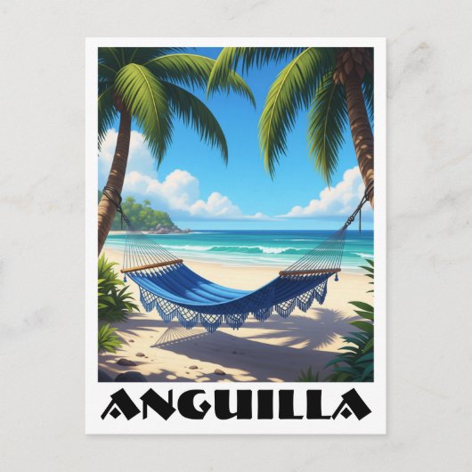 Anguilla Caribbean Beach Hangmat Briefkaart (Voorkant)