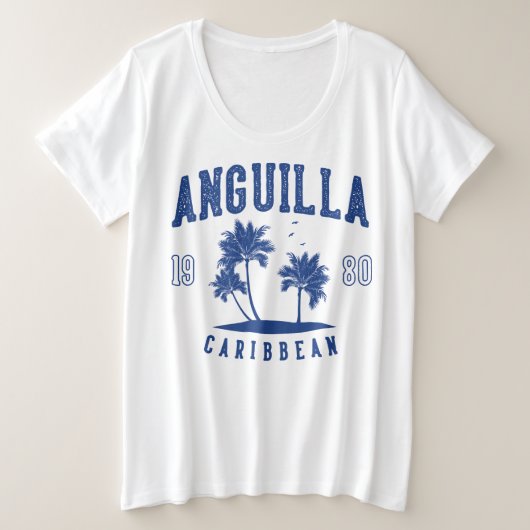 Anguilla Caribbean Palm Tree 1980 Grote Maat T-shirt (Design voorkant)