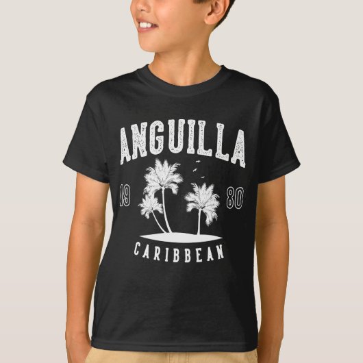 Anguilla Caribbean Palm Tree 1980 Kids T-shirt (Voorkant)