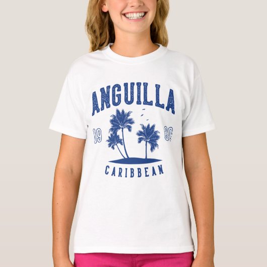 Anguilla Caribbean Palm Tree 1980 Kids T-shirt (Voorkant)