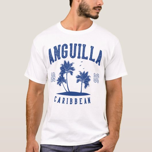 Anguilla Caribbean Palm Tree 1980 T-shirt (Voorkant)