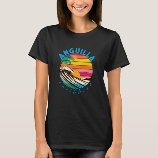 Anguilla Retro 1980s Style Beach T-shirt (Voorkant)