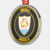 Anguilla Round Emblem Metalen Ornament (Links)