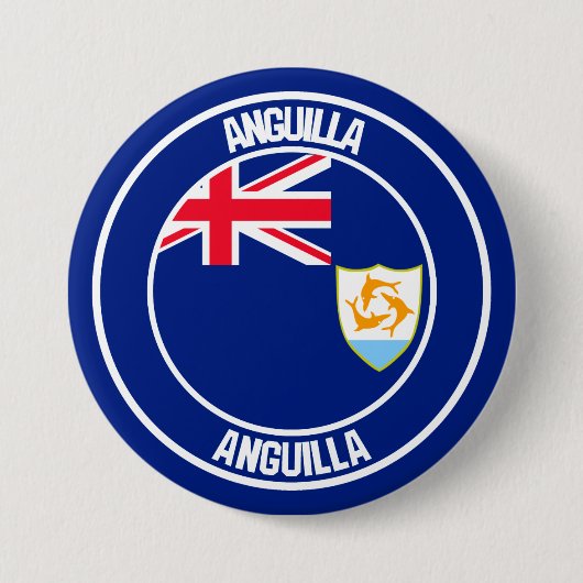 Anguilla Round Emblem Ronde Button 7,6 Cm (Voorkant)