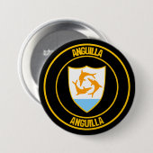 Anguilla Round Emblem Ronde Button 7,6 Cm (Voorkant /achterkant)