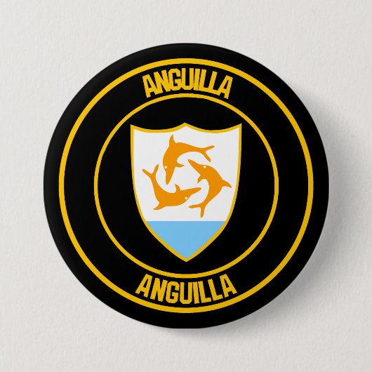 Anguilla Round Emblem Ronde Button 7,6 Cm (Voorkant)