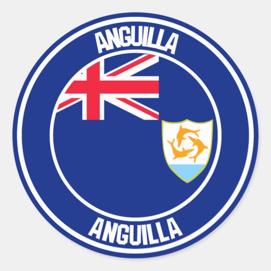 Anguilla Round Emblem Ronde Sticker (Voorkant)