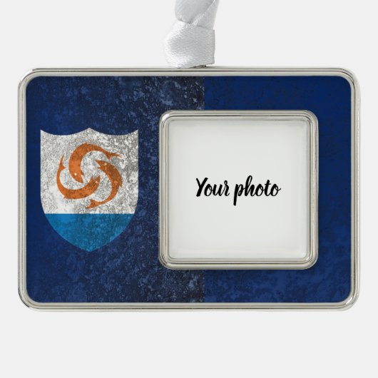 Anguilla Verzilverd Omlijst Ornament (Voorkant)
