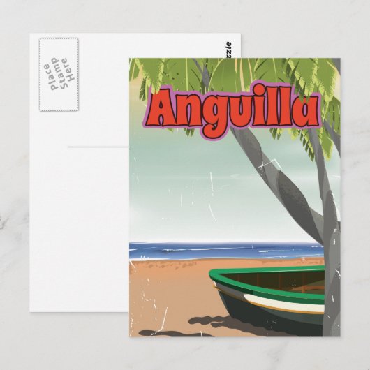 Anguilla vintage-poster. briefkaart (Voorkant / Achterkant)