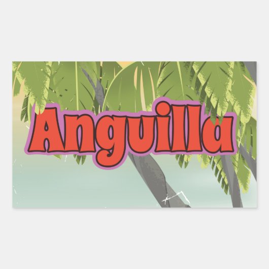 Anguilla vintage reisposter. rechthoekige sticker (Voorkant)