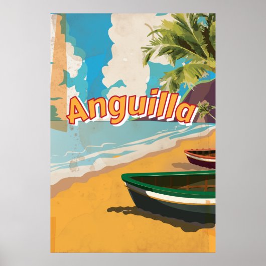 Anguilla Vintage vakantieposter Poster (Voorkant)