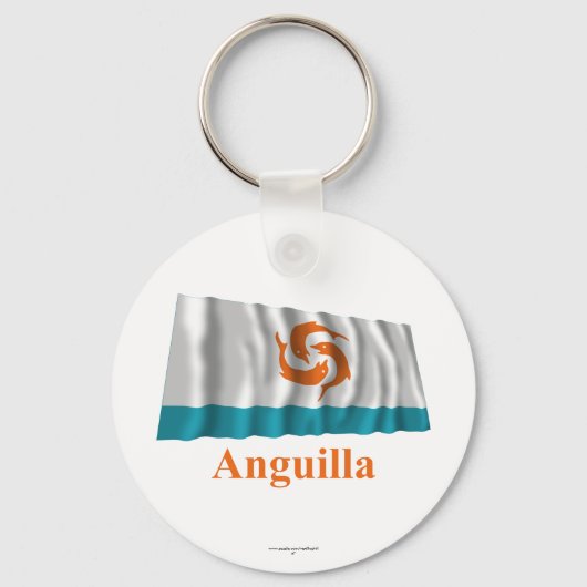 Anguilla Waving Local Flag met naam Sleutelhanger (Voorkant)