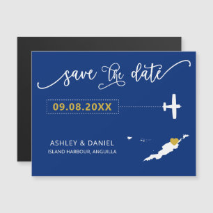 Anguilla Wedding Save the Date Card, Map Magnetische Uitnodiging