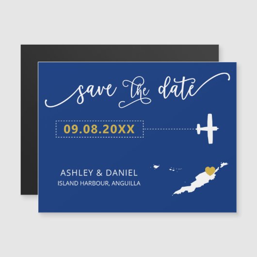 Anguilla Wedding Save the Date Card, Map Magnetische Uitnodiging (Voorkant / Achterkant)