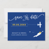 Anguilla Wedding Save the Date Card, Map Magnetische Uitnodiging (Voorkant)