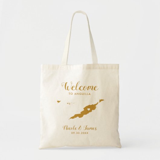 Anguilla Wedding Welcome Bag, Gold Tote Bag (Voorkant)