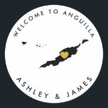 Anguilla Wedding Welcome Sticker Label Gold & Blac<br><div class="desc">Gebruik deze sticker om de welkomstzakken te etiketteren of dozen te behandelen voor je gasten uit het hotel in de stad,  en ze welkom te heten in Anguilla.</div>