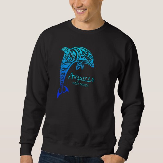 Anguilla West Indies Retro Tribal Dolphin Trui (Voorkant)