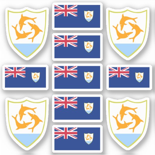 Anguillaanse staatssymbolen / wapenschild en vlagg sticker (Voorkant)