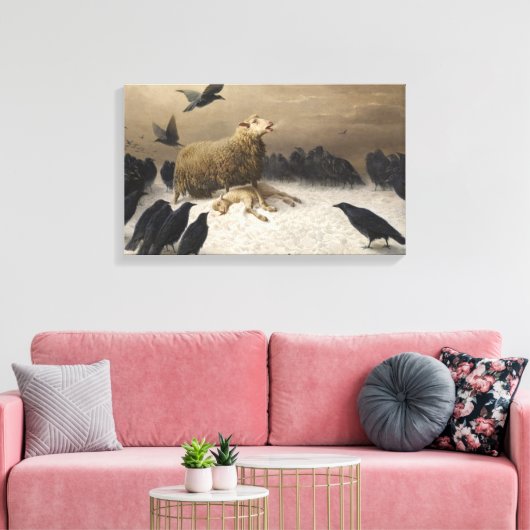 Anguish: Schapen met een dode lamp Canvas Afdruk (Insitu (Woonkamer))