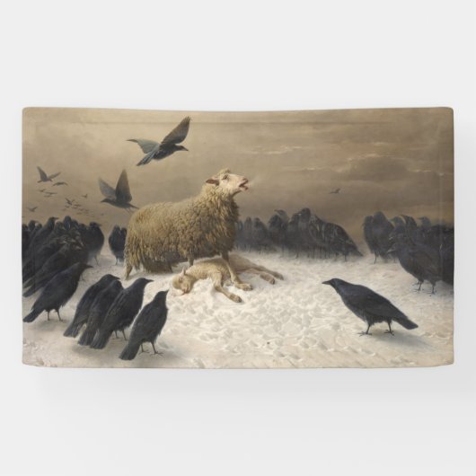 Anguish: Schapen met een dode lamp Spandoek (Horizontaal)