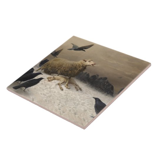 Anguish: Schapen met een dode lamp Tegeltje (Zijkant)