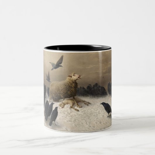 Anguish: Schapen met een dode lamp Tweekleurige Koffiemok (Center)