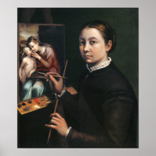 Anguissola - Zelfportret aan de ezel schilderij Poster