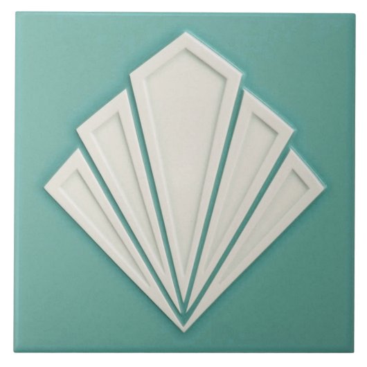 Angular Fan Style Art Deco Ceramic Tegeltje (Voorkant)