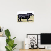 Angus Bull Portret Poster Print (Thuiskantoor)