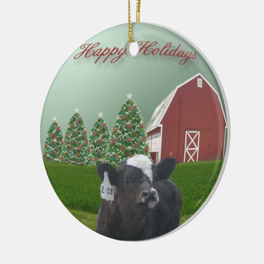 Angus Calf Holiday Ceramic Ornament (Links)