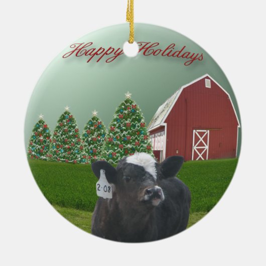 Angus Calf Holiday Ceramic Ornament (Achterkant)