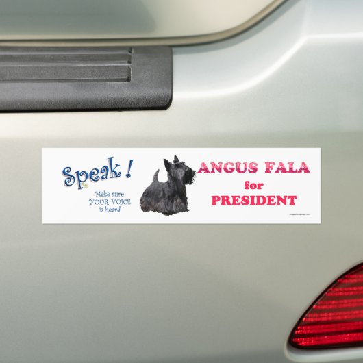 Angus Fala voor PRESIDENT Bumpersticker (Op auto)