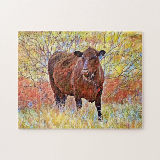 Angus Koe Art Boerderij Kleurig puzzel Legpuzzel (Horizontaal)