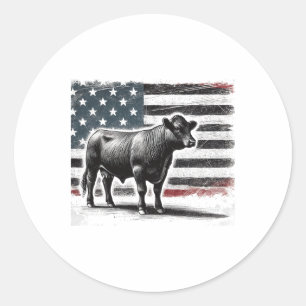 Angus Rancher Verenigde Staten Amerikaanse vlag Ko Ronde Sticker
