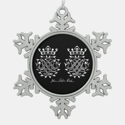 Anhänger mit Johann Sebastian Bach Siegel Tin Sneeuwvlok Ornament (Voorkant)