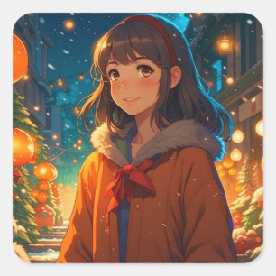 Ani-mazing Christmas Anime Pun Vierkante Sticker