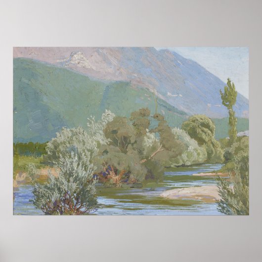 Aniene River Adembenemend Art Nouveau Landschap Poster (Voorkant)