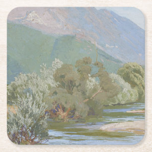 Aniene rivier Adembenemend Art Nouveau-landschap Kartonnen Onderzetters