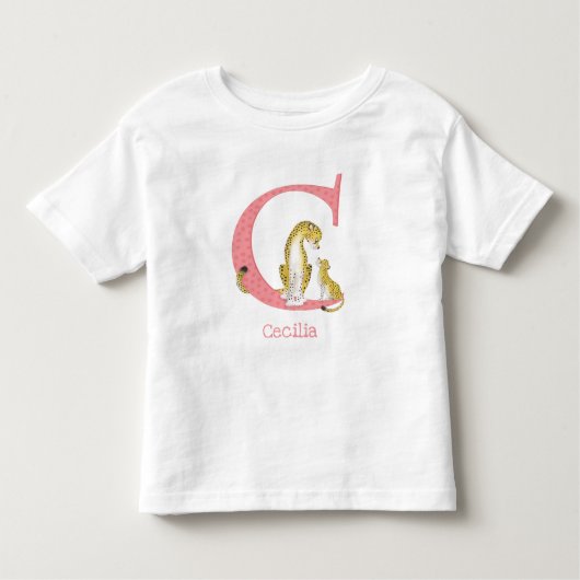 Animal ABC C is voor cheetah T-shirt (Voorkant)