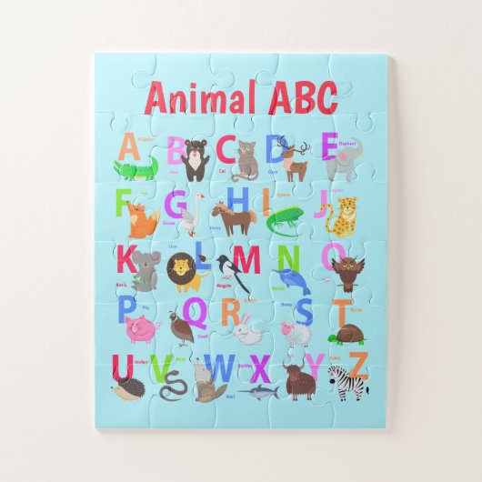 Animal ABC Design Jigzaag Puzzle Legpuzzel (Verticaal)