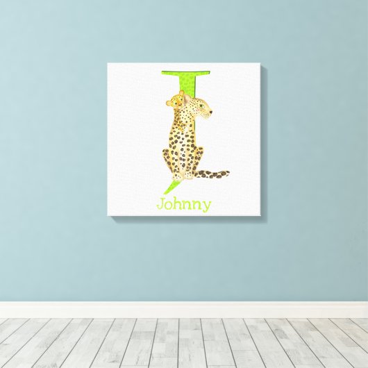 Animal ABC J is bestemd voor jaguar canvas print (Insitu (Houten vloer))