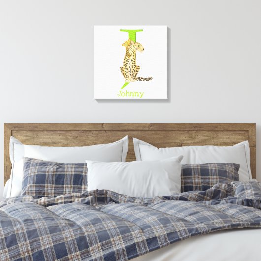 Animal ABC J is bestemd voor jaguar canvas print (Insitu (Slaapkamer))