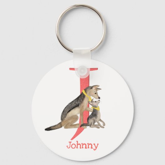 Animal ABC J is voor jackal key ring Sleutelhanger (Voorkant)