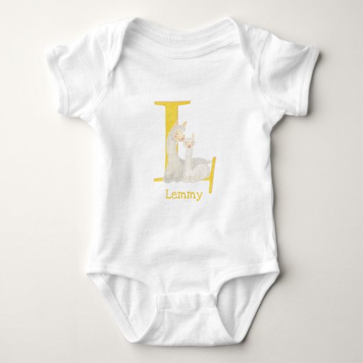 Animal ABC L is bestemd voor de lama-baby-carrosse Romper (Voorkant)